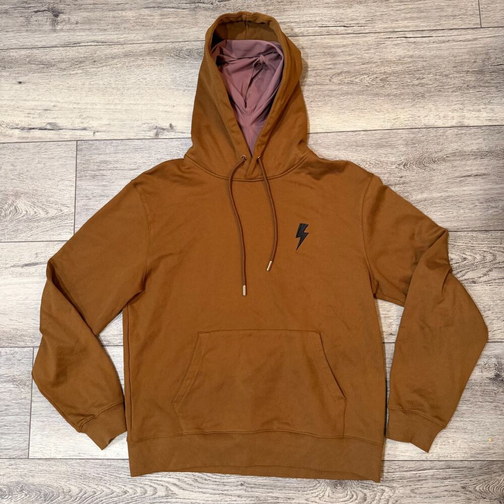 Hood-Abi Hoodie S Modest Streetwear Hijab Friendly Lightning Bolt Brown unisex